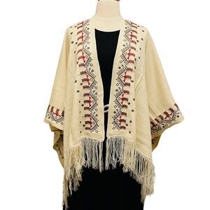 POL Wyoming Nights Fringed Poncho  M/L